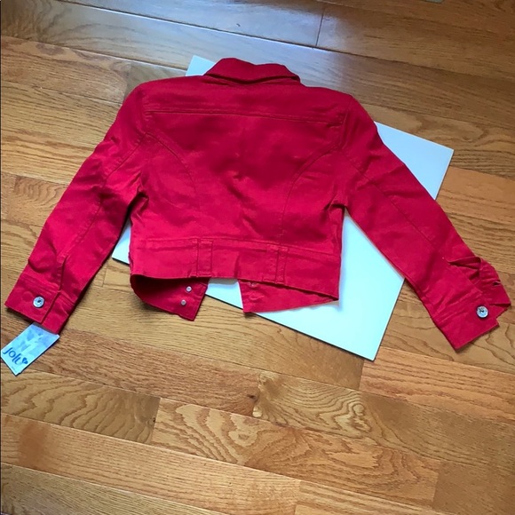 NWT! Jolt Cropped Denim Jacket Red - Picture 4 of 8